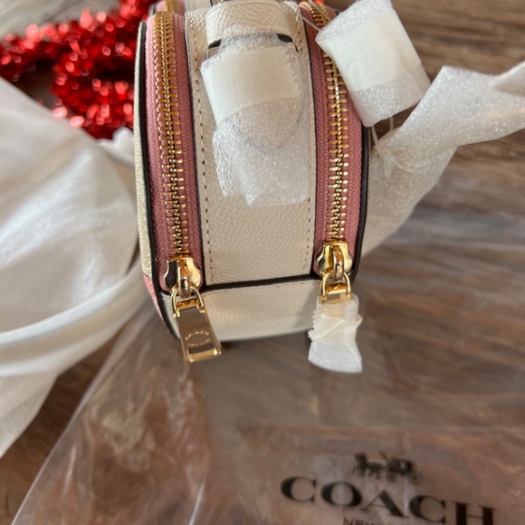 COACH Heart Crossbody In Signature Canvas With Heart Cherry Print NEW - Picture 9 of 14